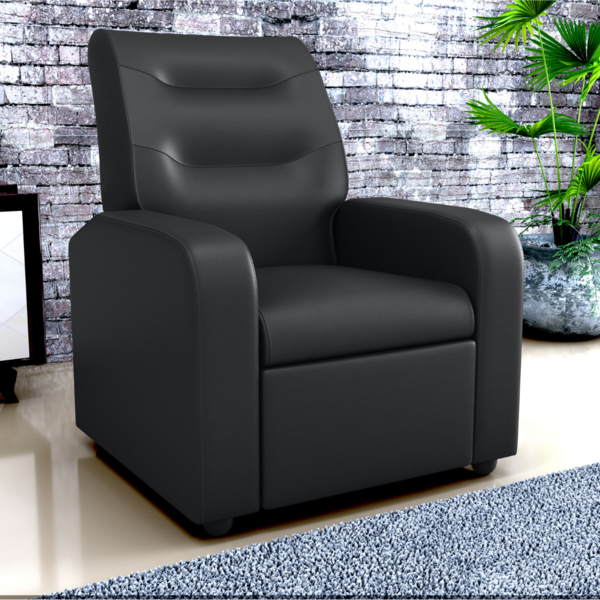 Poltrona Decorativa Reclinável Pireu Sintetico Preto