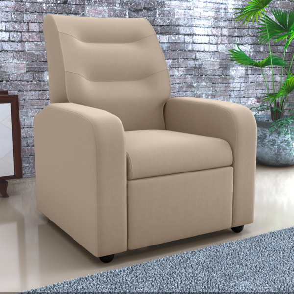 Poltrona Decorativa Reclinável Pireu Veludo Light Bege