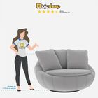 Poltrona Decorativa Redonda Giratória Glória Veludo Mostarda