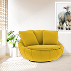 Poltrona Decorativa Redonda Giratória Glória Veludo Mostarda