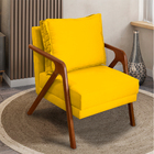 Poltrona Decorativa Reforçada Para Sala Shine Suede Amarelo P