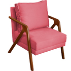 Poltrona Decorativa Reforçada Para Sala Shine Suede Rosê Pé C