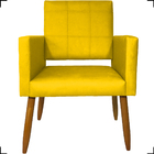 Poltrona Decorativa Reforçadas  Para Sala Isa Suede Amarelo P