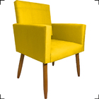 Poltrona Decorativa Reforçadas  Para Sala Isa Suede Amarelo P