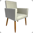 Poltrona Decorativa Reforçadas  Para Sala Isa Suede Bege Pé C