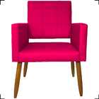 Poltrona Decorativa Reforçadas  Para Sala Isa Suede Pink Pé C