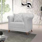 Poltrona Decorativa Retro Polo Com Almofada Linho Ezz