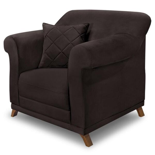 Poltrona Decorativa Retro Polo Com Almofada Suede Ezz