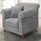 Poltrona Decorativa Retro Polo Com Almofada Veludo Ezz