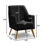 Poltrona Decorativa Retrô Recepção Magali Lisa Veludo Preto L