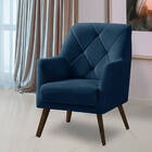 Poltrona Decorativa Retrô Recepção Magali Veludo Azul Marinho