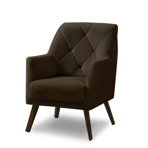Poltrona Decorativa Retrô Recepção Magali Veludo Marrom Lanso