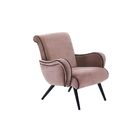 Poltrona Decorativa Retrô Veludo Rosa - Daf Mobiliário