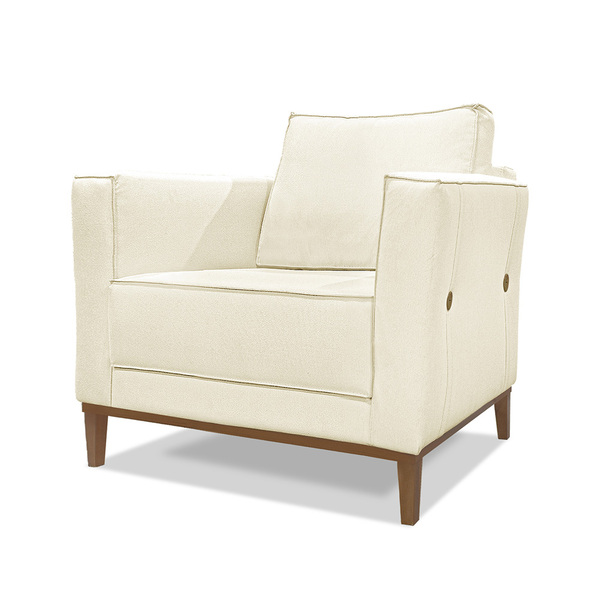 Poltrona Decorativa Riva Linho Pérola - Loja Sheep