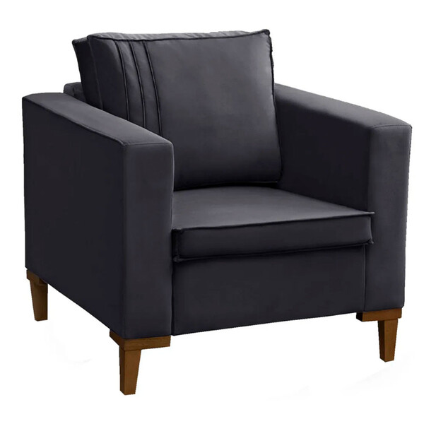 Poltrona Decorativa Riviera Veludo Chumbo - Star Confort