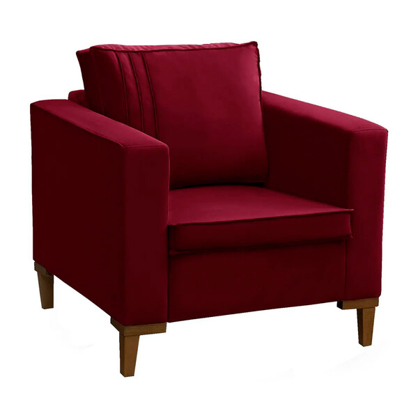Poltrona Decorativa Riviera Veludo Vermelho - Speciale Home