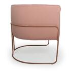 Poltrona Decorativa Rosa Pés Metal Cobre Miram