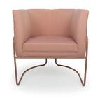 Poltrona Decorativa Rosa Pés Metal Cobre Miram