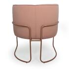 Poltrona Decorativa Rosa Pés Metal Cobre Miram