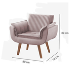 Poltrona Decorativa Rosé Em Veludo Nimes