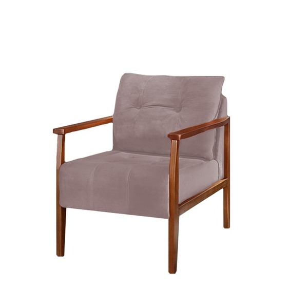 Poltrona Decorativa Rosé Em Veludo Riga