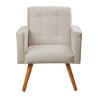 Poltrona Decorativa Sabrina Veludo Bege Marfim - Star Confort