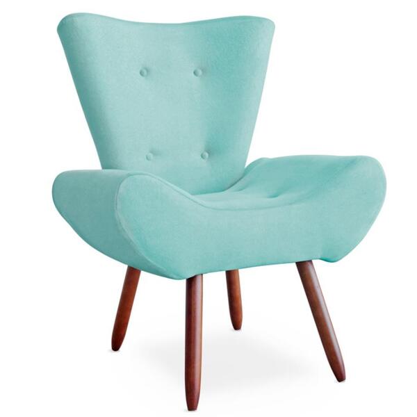 Poltrona Decorativa Sala Bella Pés Palito Suede Azul