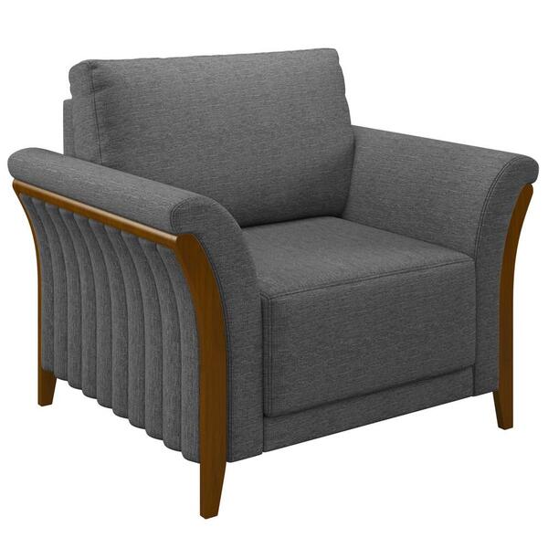 Poltrona Decorativa Sala De Estar 102cm Pés Madeira Roya M22