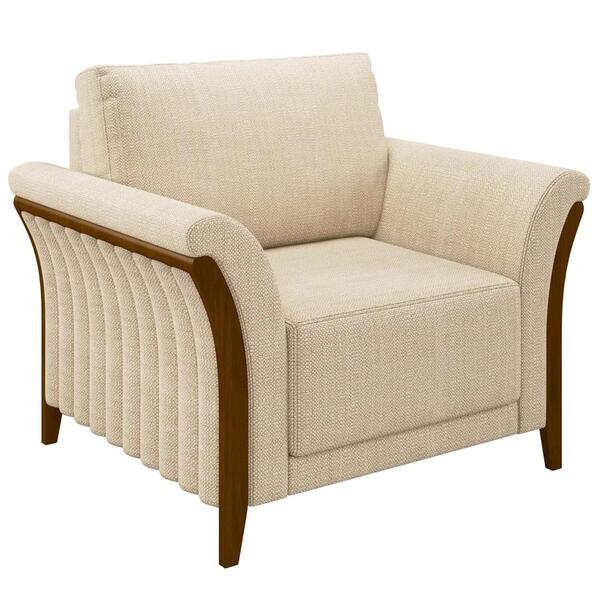 Poltrona Decorativa Sala De Estar 102cm Pés Madeira Roya Z32