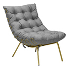 Poltrona Decorativa Sala De Estar Abel Base De Ferro Dourada