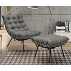 Poltrona Decorativa Sala De Estar Abel Base De Ferro Preto Li