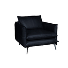 Poltrona Decorativa Sala De Estar América Couro Azul Marinho