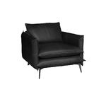 Poltrona Decorativa Sala De Estar América Couro Preto - Mozze