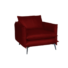 Poltrona Decorativa Sala De Estar América Couro Vermelho - Mo