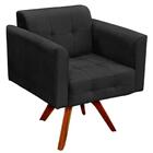 Poltrona Decorativa Sala De Estar Ana Suede Preto