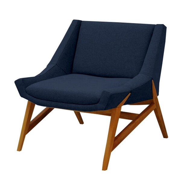 Poltrona Decorativa Sala De Estar Annecy Linho Azul - Gran Be