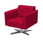 Poltrona Decorativa Sala De Estar Base Cromada Giratória Ana