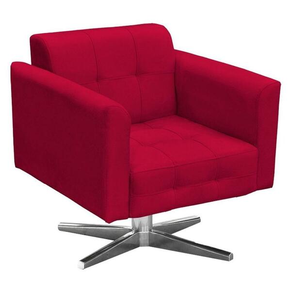 Poltrona Decorativa Sala De Estar Base Cromada Giratória Ana