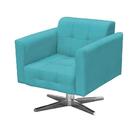 Poltrona Decorativa Sala De Estar Base Cromada Giratória Ana
