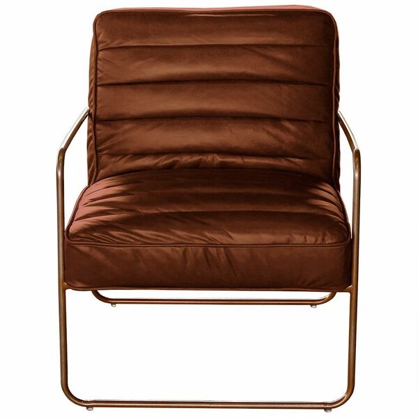 Poltrona Decorativa Sala De Estar Base De Ferro Mali Couro Co