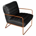 Poltrona Decorativa Sala De Estar Base De Ferro Mali Couro Pr