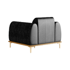 Poltrona Decorativa Sala De Estar Base De Madeira Euro Pu Pre