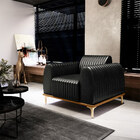 Poltrona Decorativa Sala De Estar Base De Madeira Euro Pu Pre