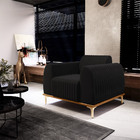 Poltrona Decorativa Sala De Estar Base De Madeira Euro Veludo