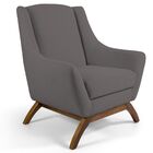 Poltrona Decorativa Sala De Estar Base De Madeira Naomi Velud