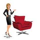 Poltrona Decorativa Sala De Estar Base Giratória Cromada Opla