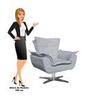 Poltrona Decorativa Sala De Estar Base Giratória Cromada Opla