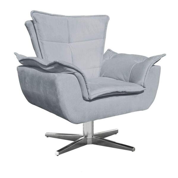 Poltrona Decorativa Sala De Estar Base Giratória Cromada Opla