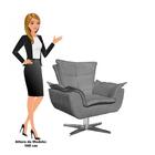 Poltrona Decorativa Sala De Estar Base Giratória Cromada Opla