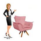 Poltrona Decorativa Sala De Estar Base Giratória Madeira Opla